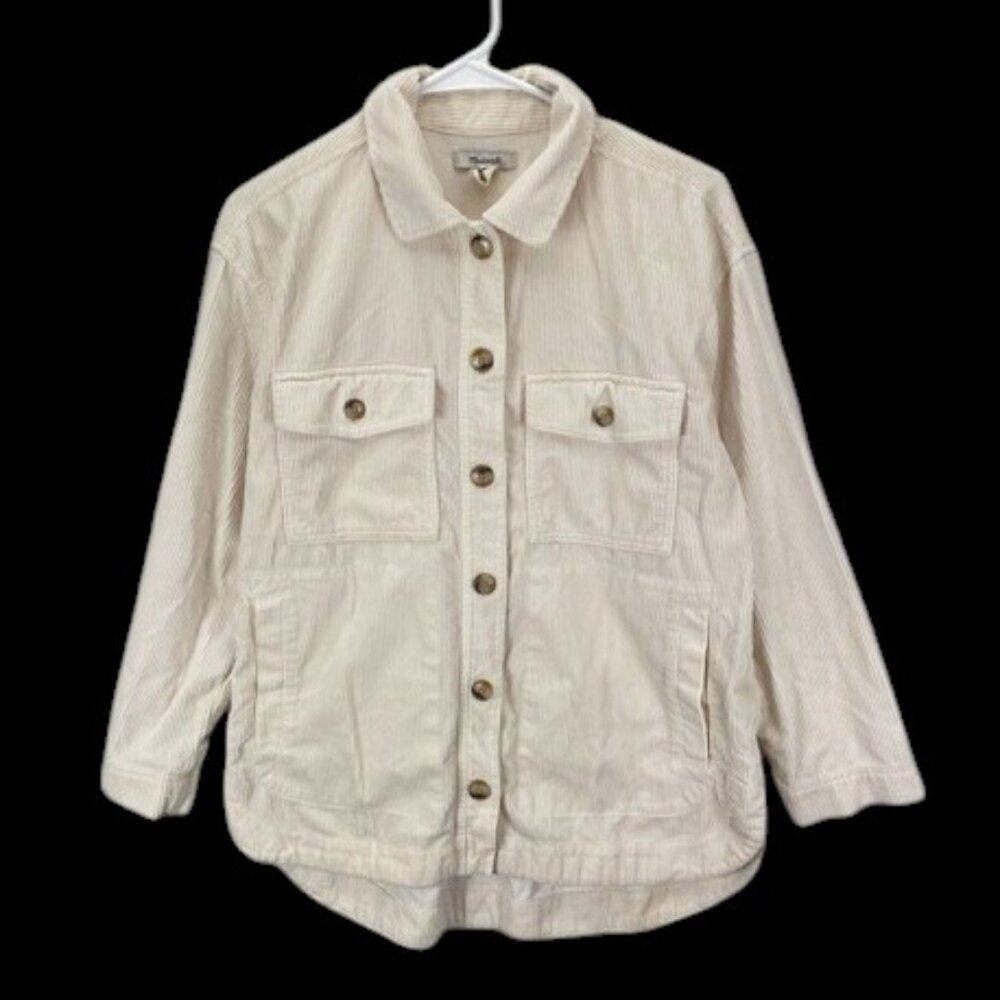 Madewell Yorkway Shirt Jacket Women’s Size S‎ Cream Corduroy Long Sleeve Shacket